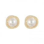 Pearl and Rhinestone Stud Earrings