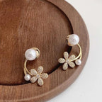 Gold Floral Pearl Earrings